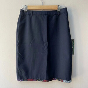 VTG Patrizia Pepe Black Wool Pencil Skirt Mixed Media Trim Made in Italy Size 8